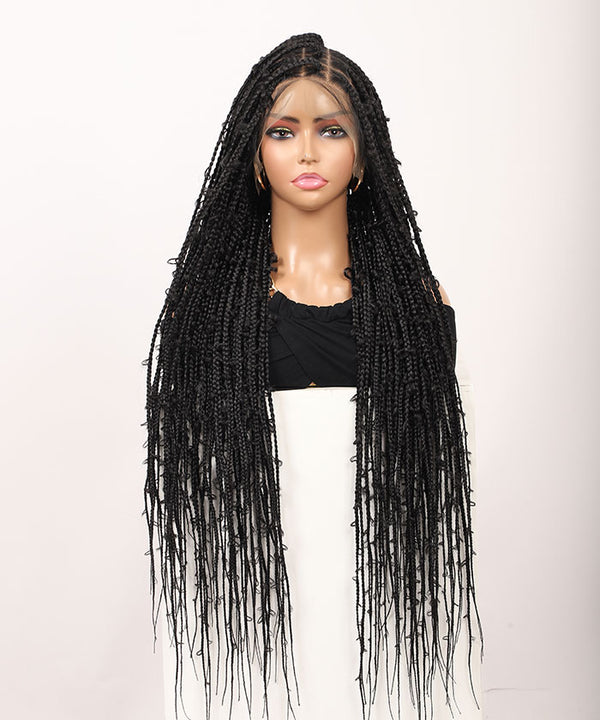 Butterfly Box Braids Over Hip-Length 36" Full Lace Small Square Knotless Braids Wig