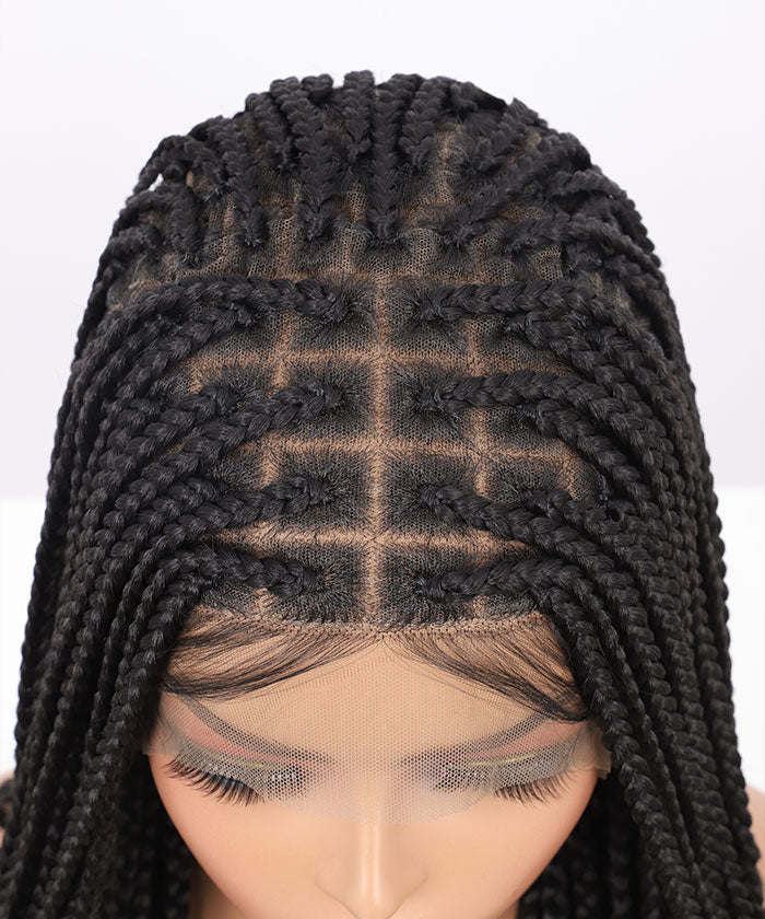 Box Braids with Curly Ends - FANCIVIVI 24 Inch Box Braided Wig Detail 2