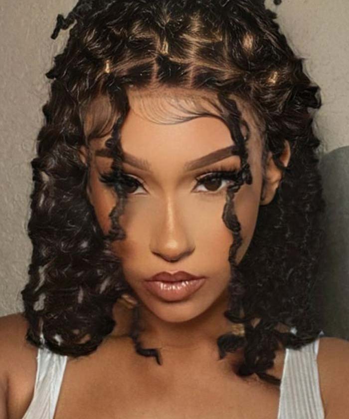 FANCIVIVI 32 Locs with Curly Ends Boho Curls Briaded Wig