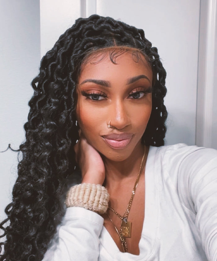 Locs with Curly Ends - FANCIVIVI 32 Inch Boho Curls Locs Braided Wig 4