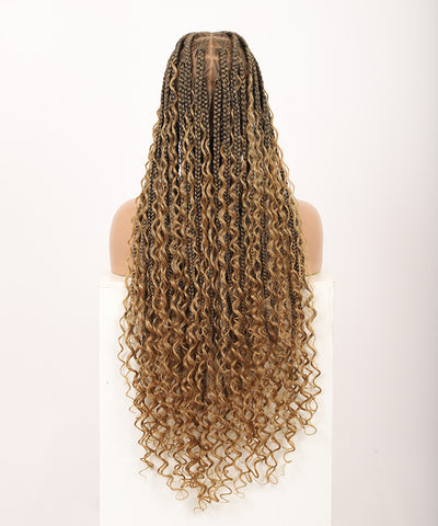 Boho Medium Knotless Box Braids with Curls Over Hip-Length 36