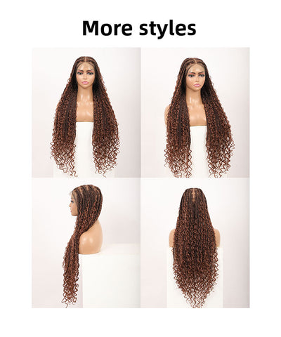 Boho Medium Knotless Box Braids with Curls Over Hip-Length 36