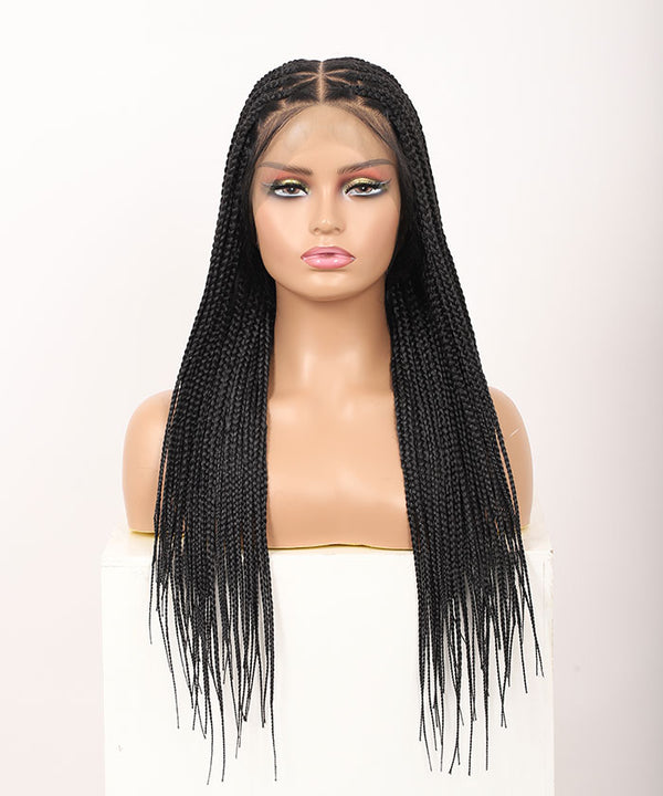 26" Full Lace Knotless Small Triangle Box Braids Wig