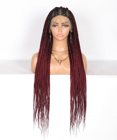 Criss Cross Braids - FANCIVIVI 36 Inch Box Braided Wig Red