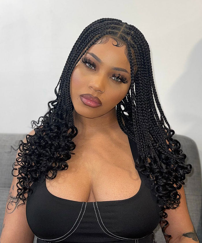 Box Braids with Curly Ends - FANCIVIVI 24 Inch Box Braided Wig 2