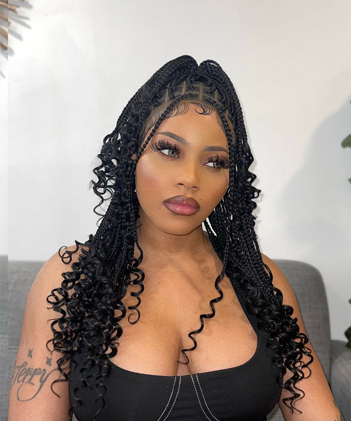 Box Braids with Curly Ends - FANCIVIVI 24 Inch Box Braided Wig 3