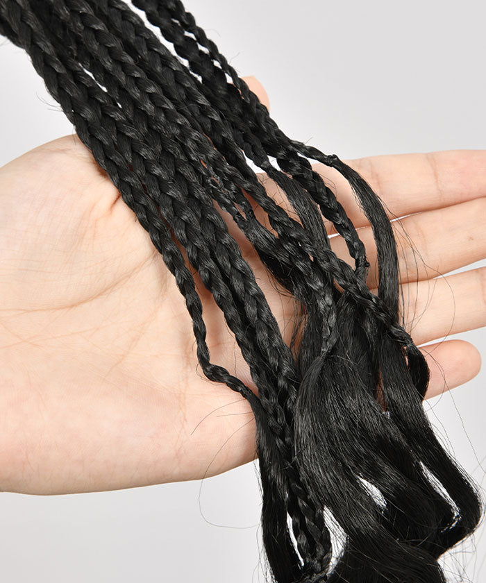 Knotless Braids with Curls - FANCIVIVI 36 Inch Box Braid Wig Black Detail 2