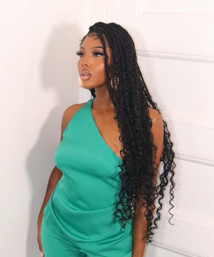 Medium Knotless Box Braids with Curls - FANCIVIVI Braided Wig