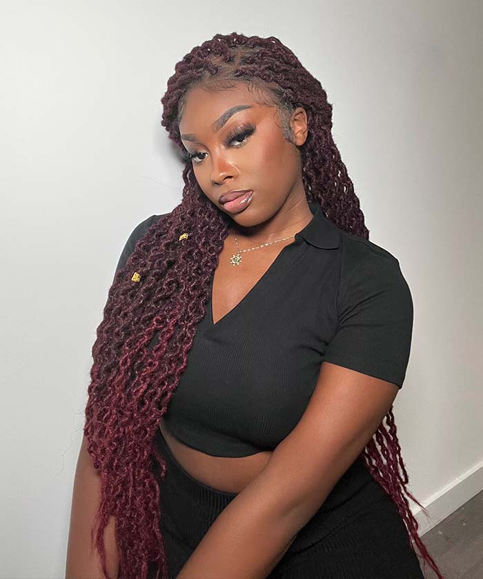 Triangle Braids - FANCIVIVI Locs Braided Wig - Red 2