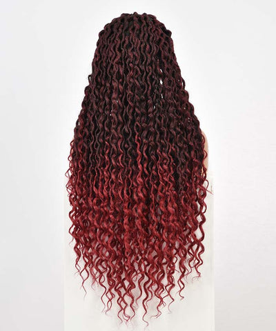 Locs with Curly Ends - FANCIVIVI 32 Inch Boho Curls Locs Braided Wig Red Detail 2