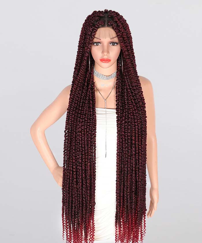 FANCIVIVI 44 Triangle Knotless Braids Twisted Braided Wig