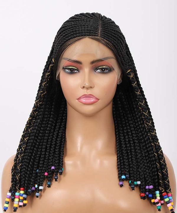 Knotless Braids with Beads - FANCIVIVI 16 Inch Deep SIde Part Kids Braided Wig 2