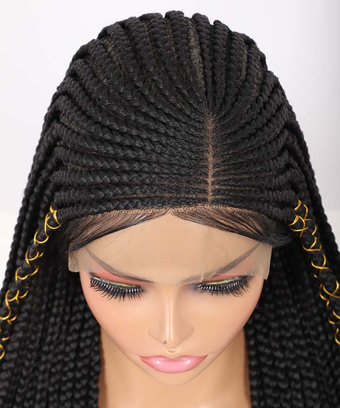 Knotless Braids with Beads - FANCIVIVI 16 Inch Deep SIde Part Kids Braided Wig Detail 3