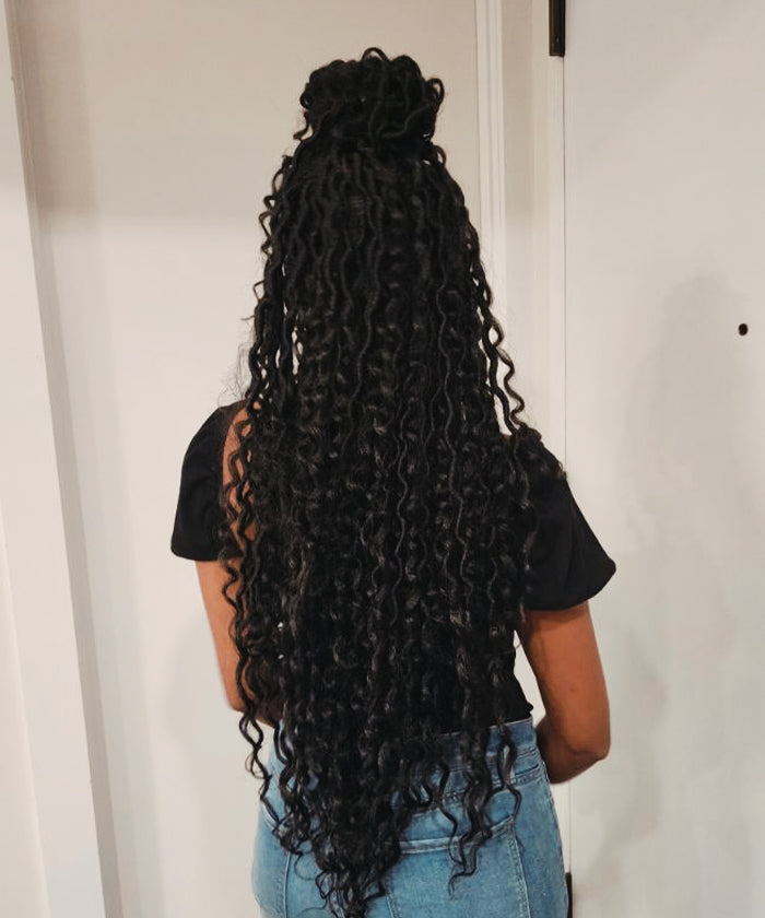 Locs with Curly Ends - FANCIVIVI 32 Inch Boho Curls Locs Braided Wig 2