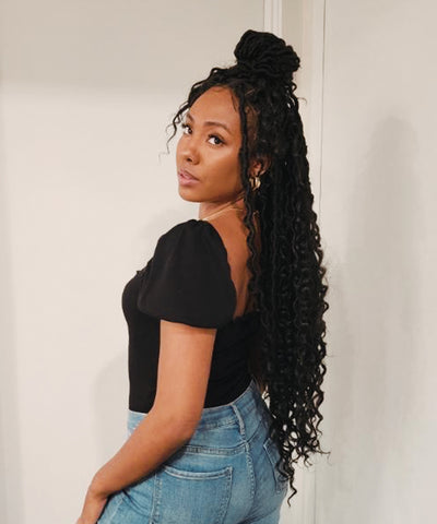 Locs with Curly Ends - FANCIVIVI 32 Inch Boho Curls Locs Braided Wig